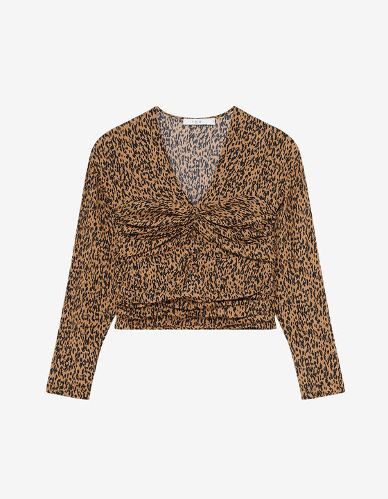 GATHERED LEOPARD PRINT TOP