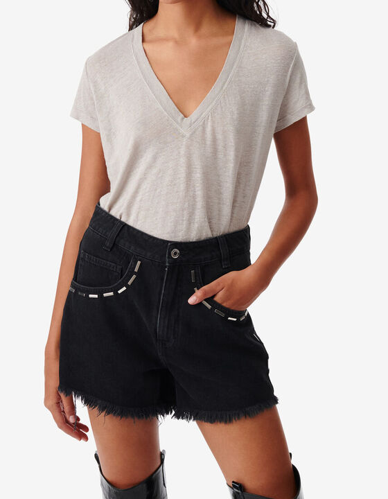 V-NECK LINEN T-SHIRT