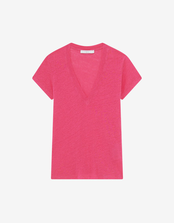 T-SHIRT EN LIN COL V