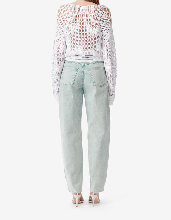 V-NECK CROCHET SWEATER