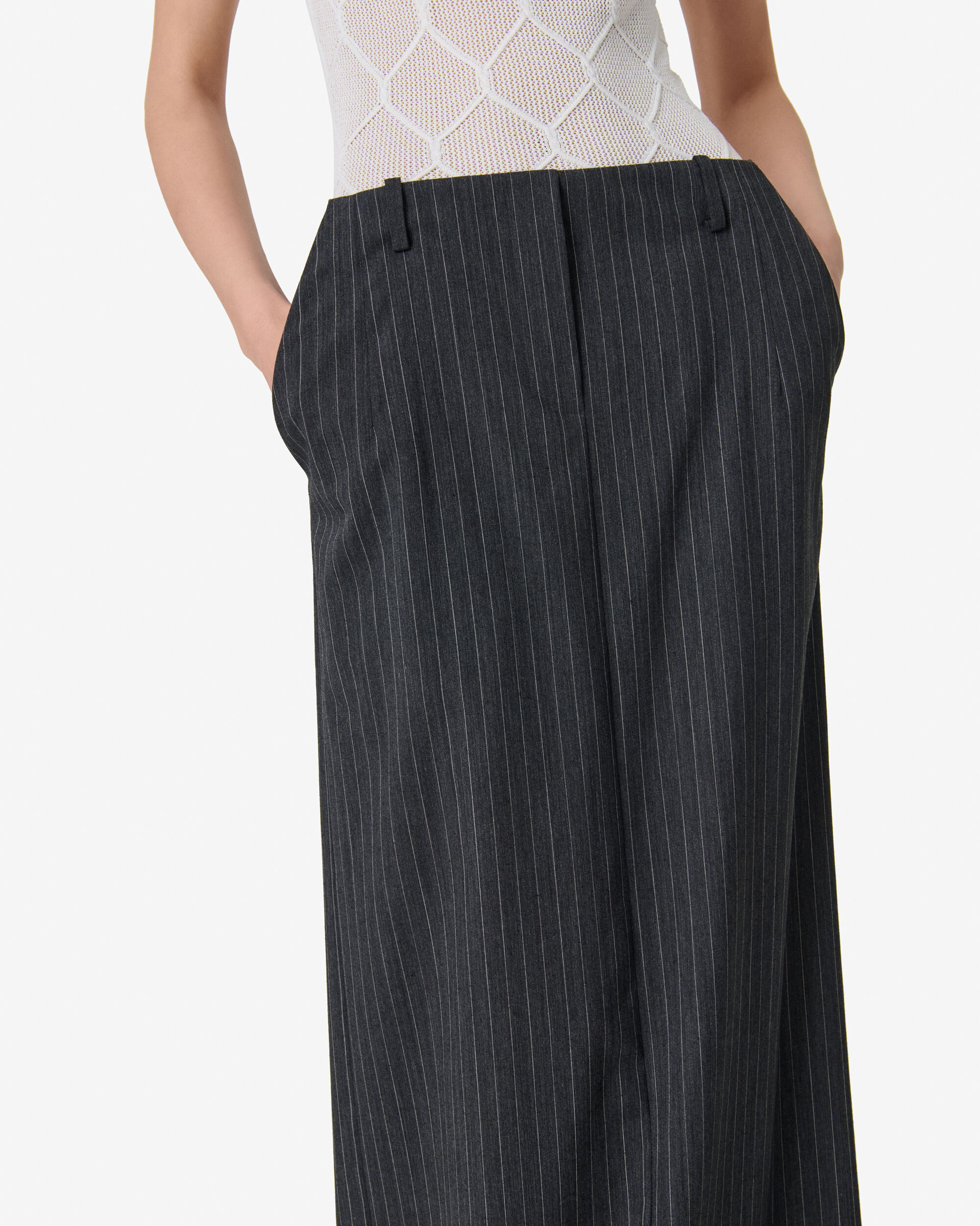 KORAIL women grey wool long striped skirt | IRO