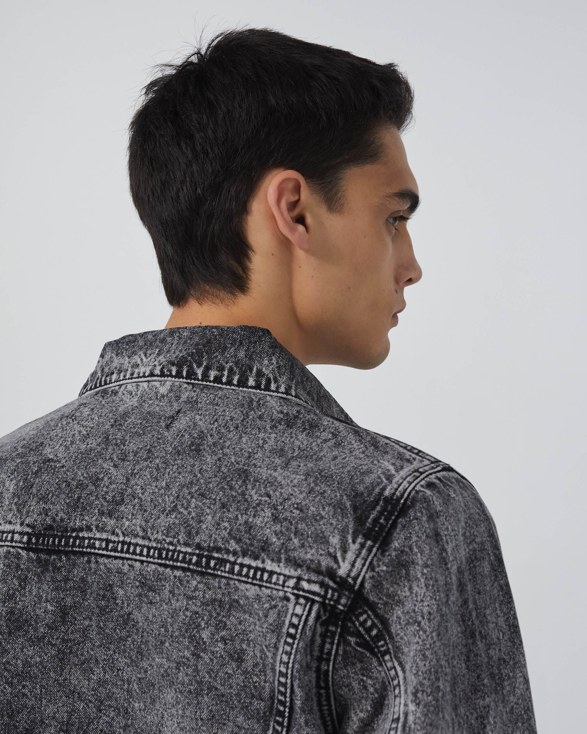 black faded jean jacket