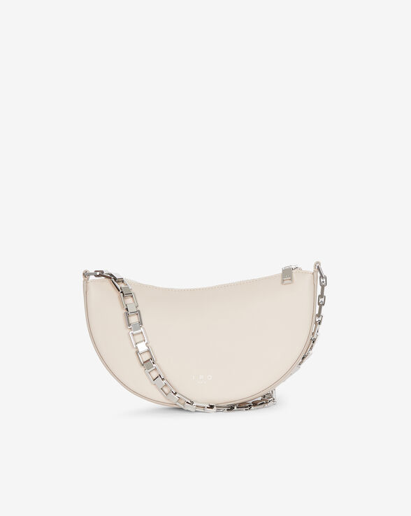ARC CLUTCH LEATHER BAG WITH CHAIN
