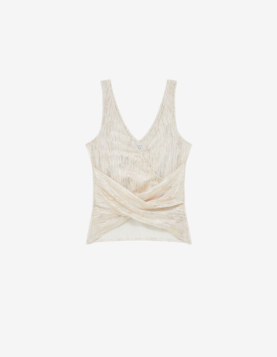 V-NECK LUREX JERSEY TOP
