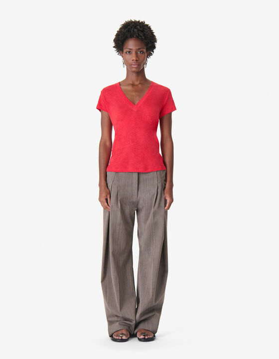 V-NECK LINEN T-SHIRT