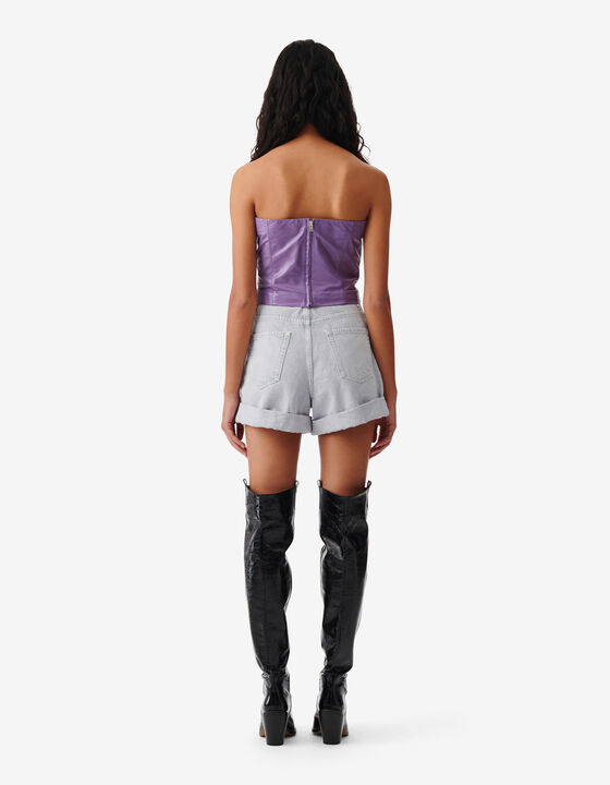 LEATHER STRAPLESS TOP