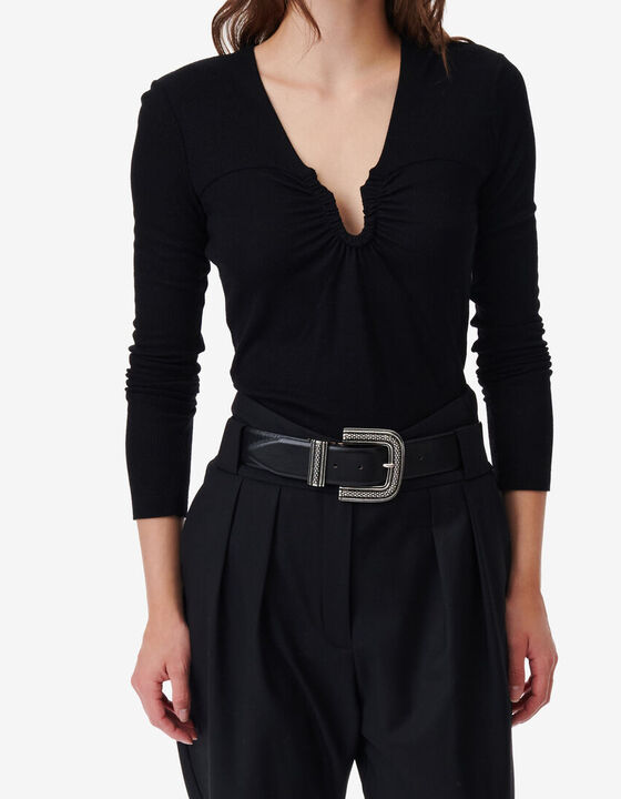 DRAPED V-NECK TOP