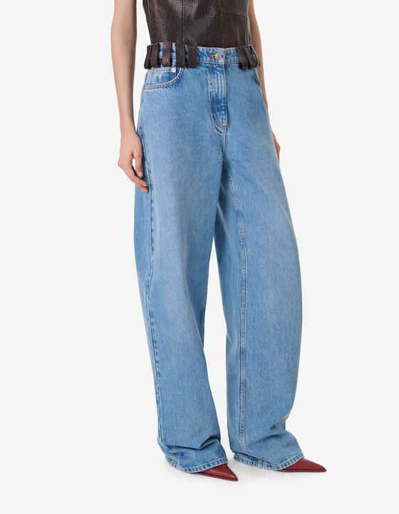 LEATHER BELT-LOOP JEANS