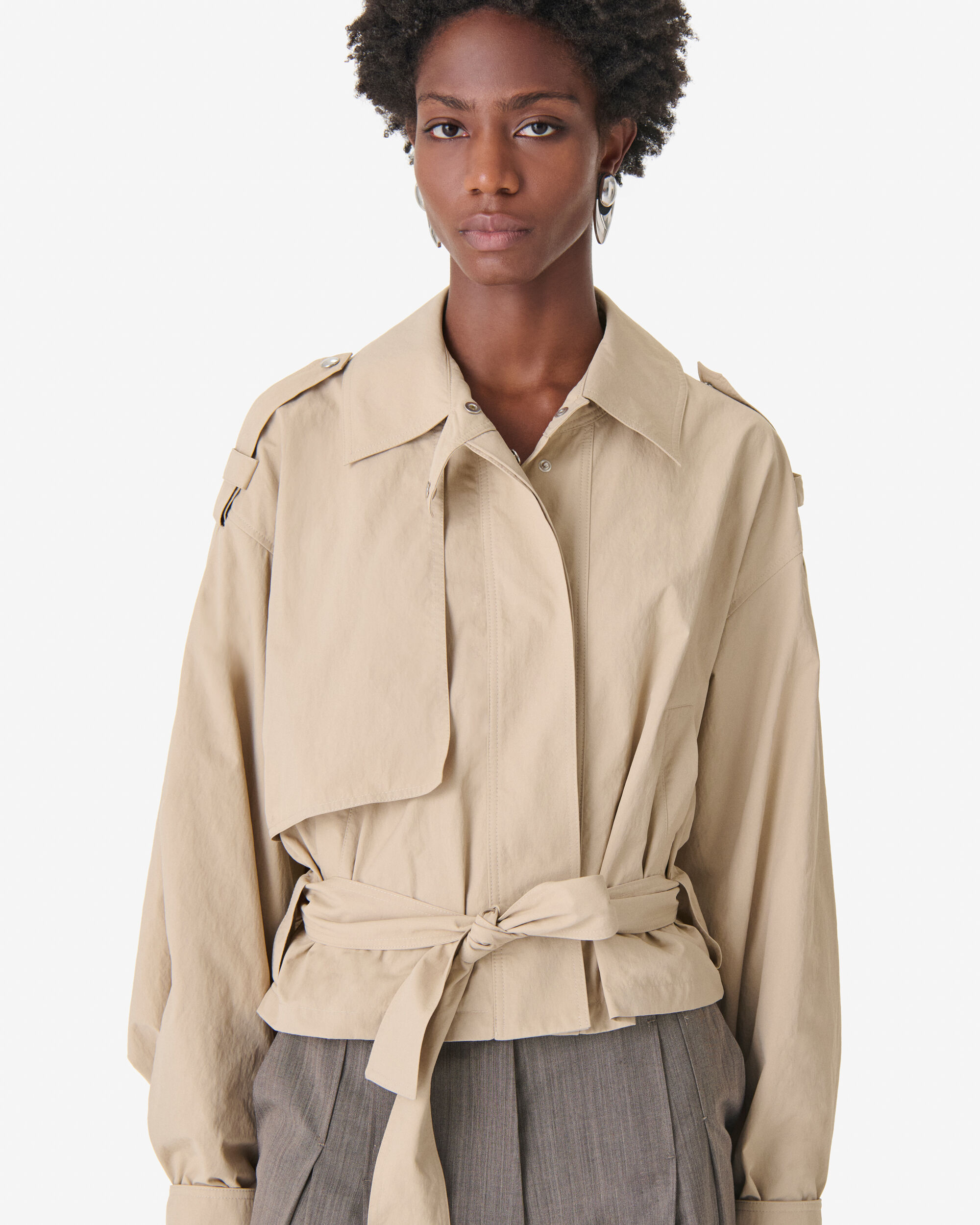 ZYNIA women beige loose-fit belted jacket | IRO
