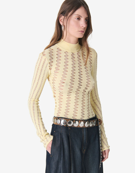 PULL AJOUR&Eacute; &Agrave; COL MONTANT