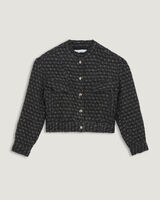 KORAY COLLARLESS CROPPED TWEED JACKET  image number null