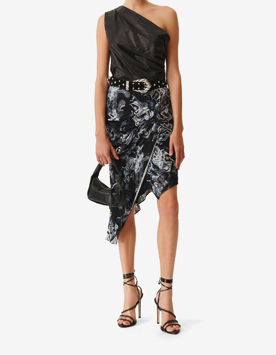ASYMMETRICAL PRINTED SKIRT