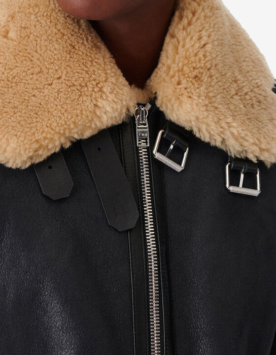 LEATHER STAND-UP COLLAR JACKET