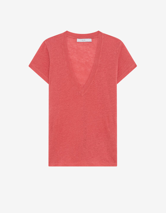 T-SHIRT EN LIN COL V RODEO