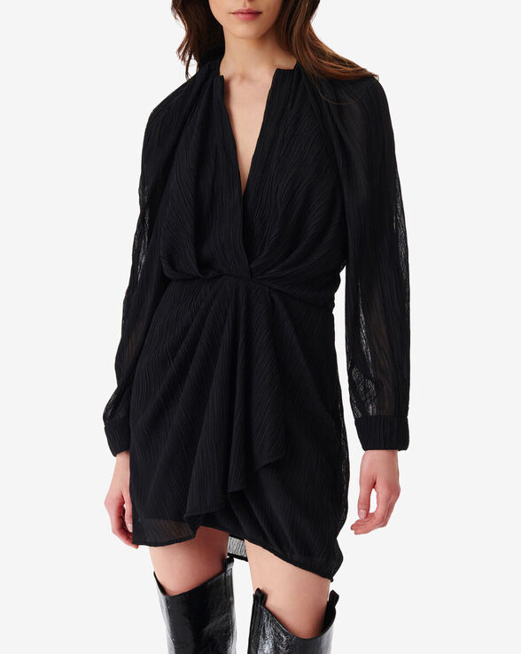 ALVINA SHORT V-NECK DRESS WITH RUFFLES