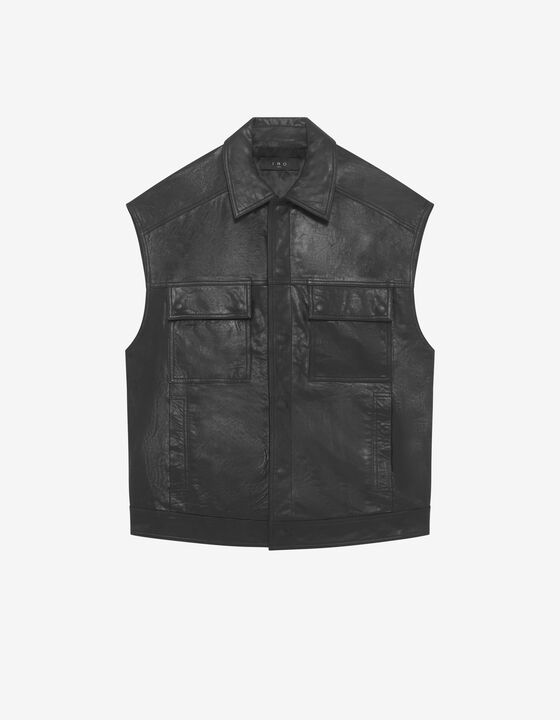 VESTE EN CUIR SANS MANCHES