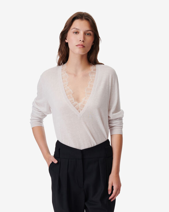HABY LACE V-NECK SWEATER