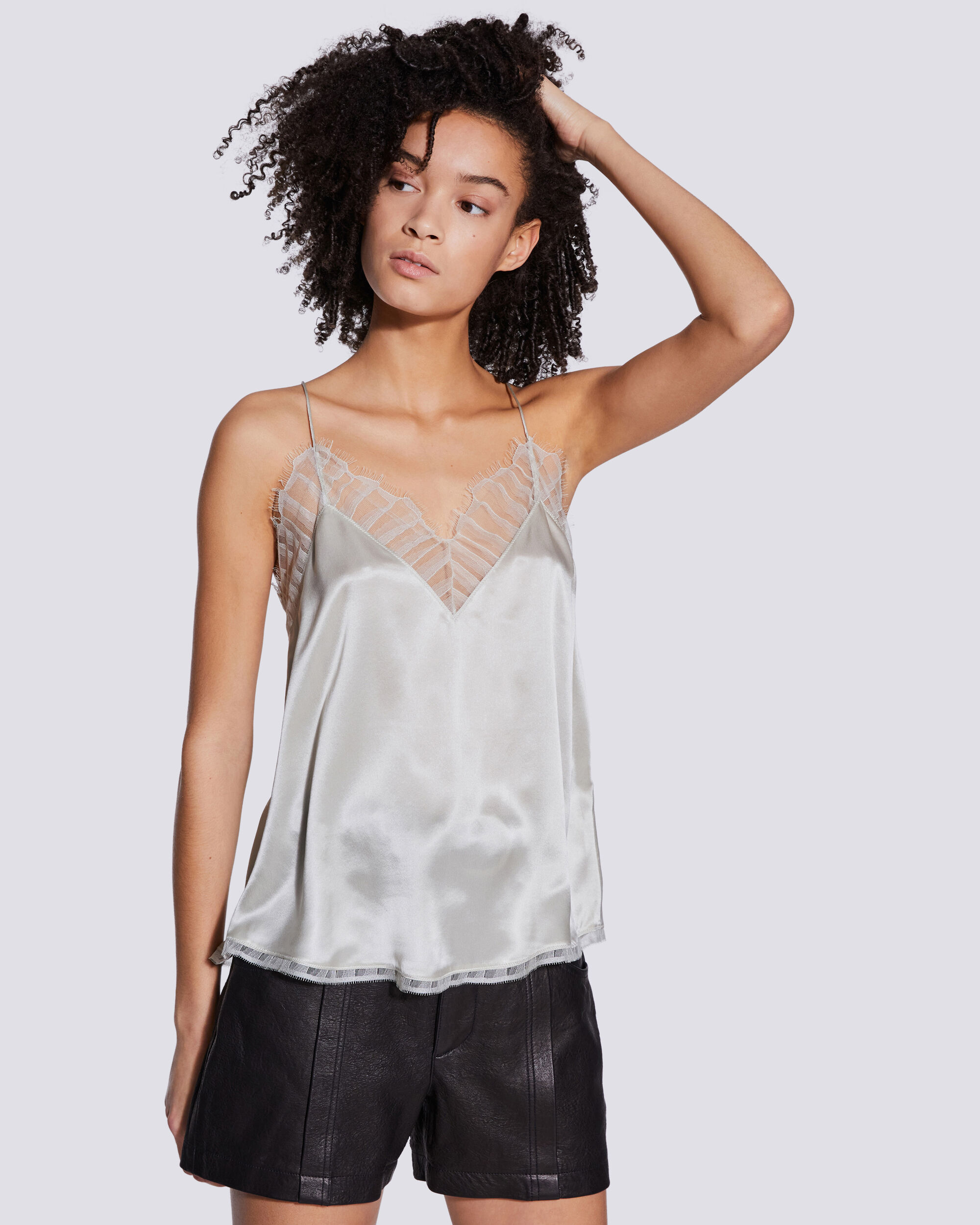 grey satin camisole