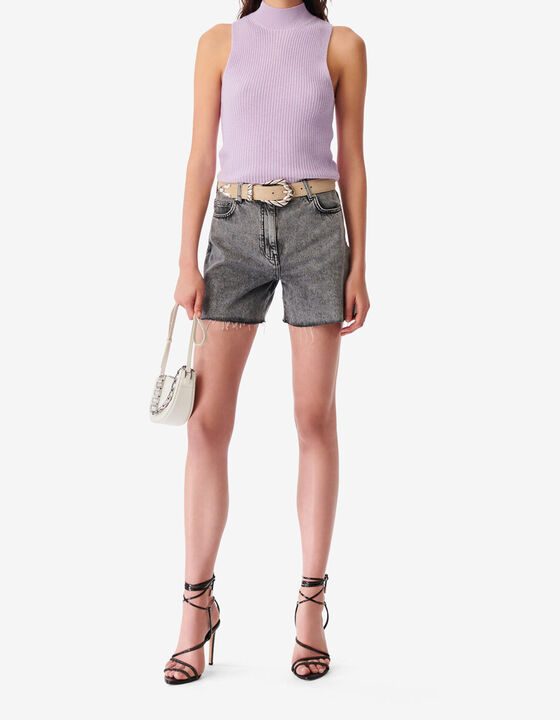 RIB KNIT SLEEVELESS TURTLENECK