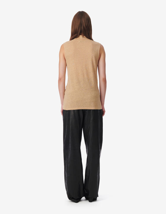 HIGH-NECK LINEN TANK TOP