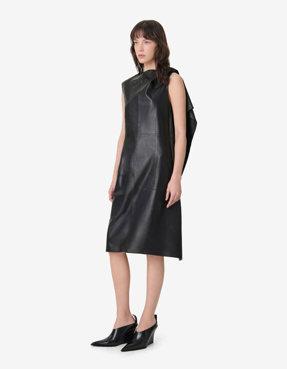 DRAPED LEATHER DRESS