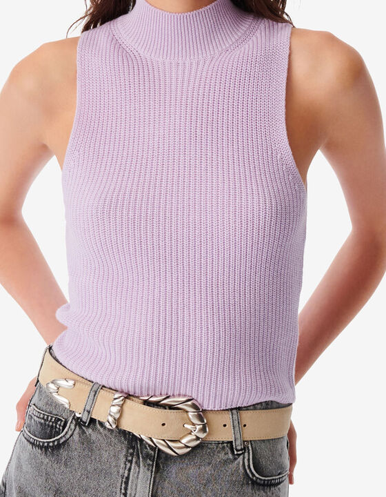 RIB KNIT SLEEVELESS TURTLENECK