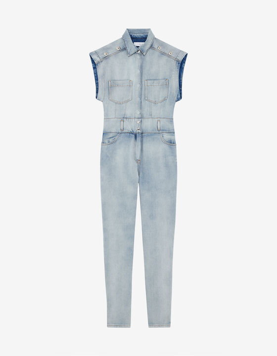 STUDDED DENIM JUMPSUIT