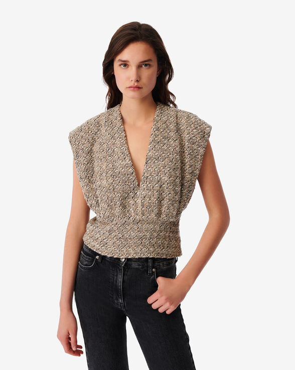 TOP EN TWEED COL V GLENA