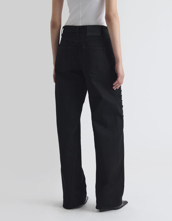WIDE-LEG LACE-UP JEANS
