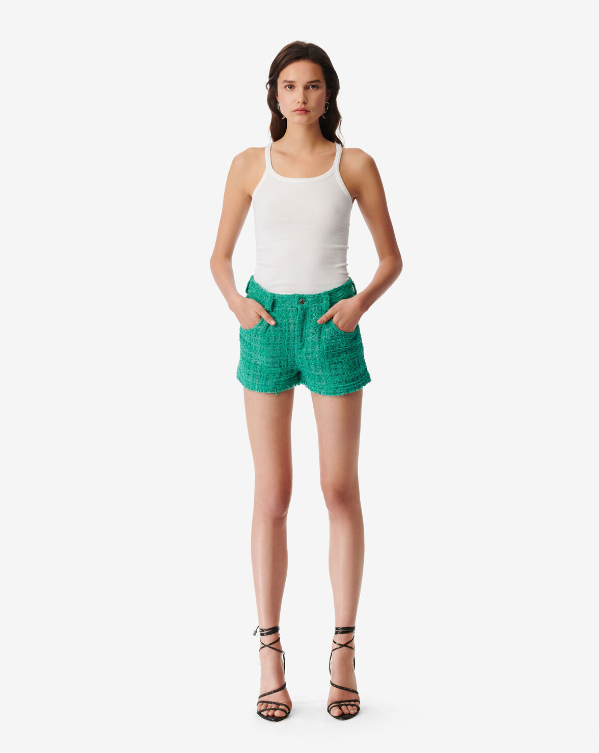 Shop Iro Esta Tweed Shorts