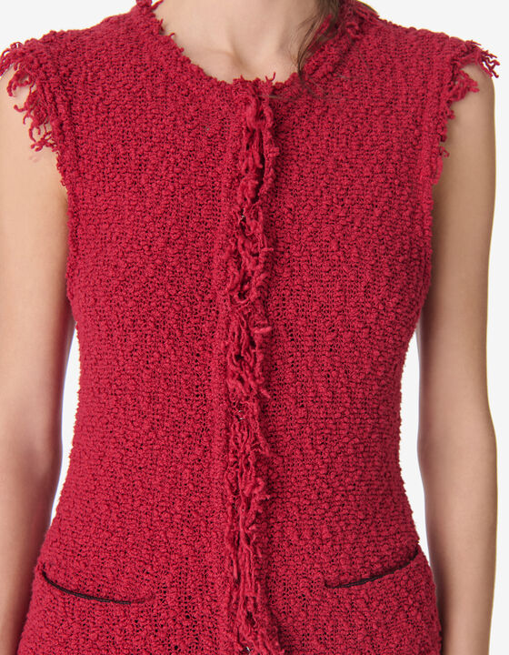 TEXTURED TWEED SLEEVELESS JACKET