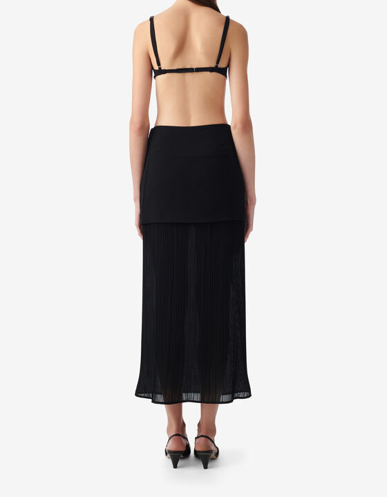 PLEATED SLIT SKIRT