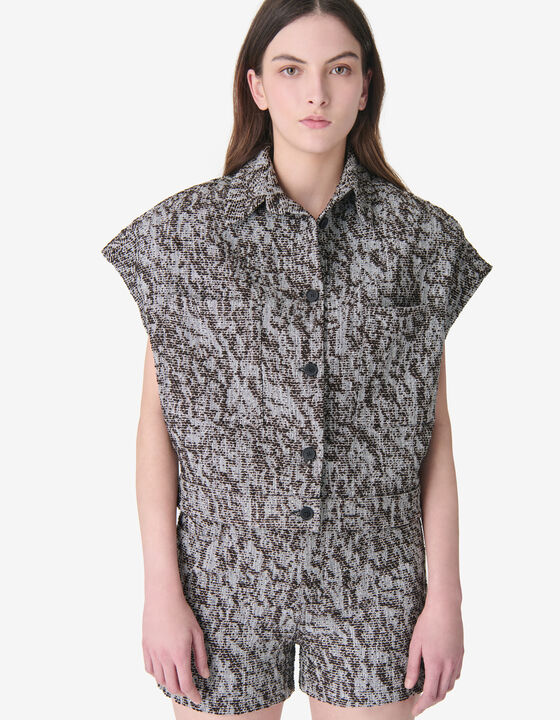 SLEEVELESS TWEED OVERSHIRT