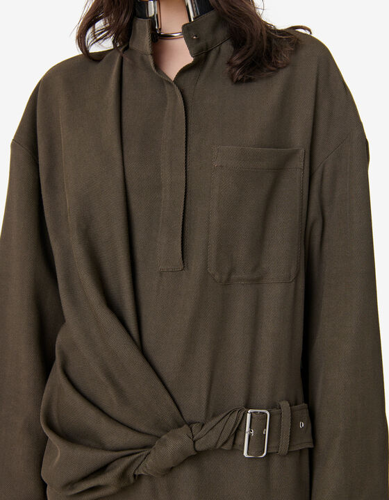 MIDI DRESS WITH A MAO COLLAR
