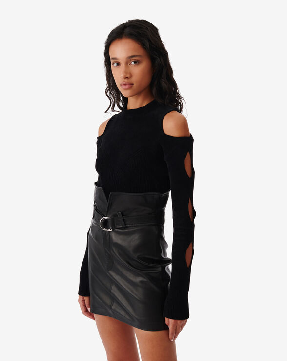 EPIRA STAND-UP COLLAR SWEATER WITH CUT-OUTS