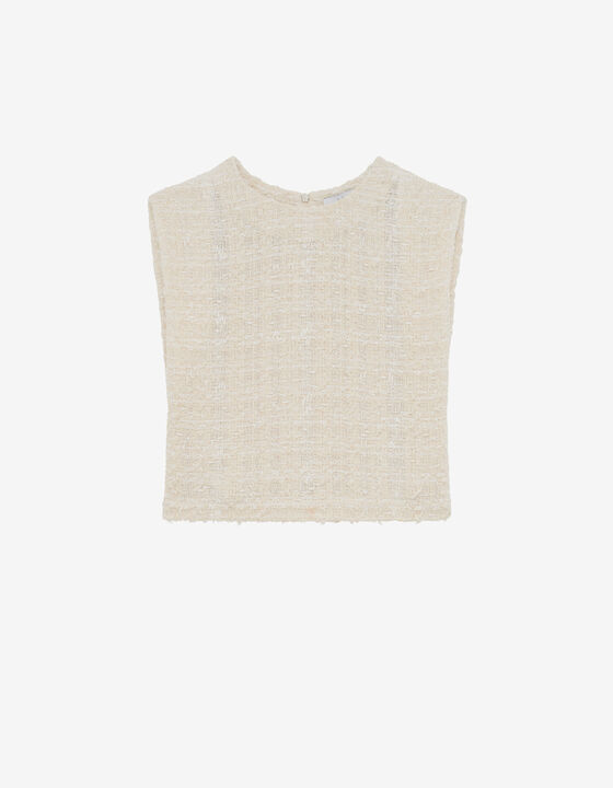 FRINGED TWEED TOP