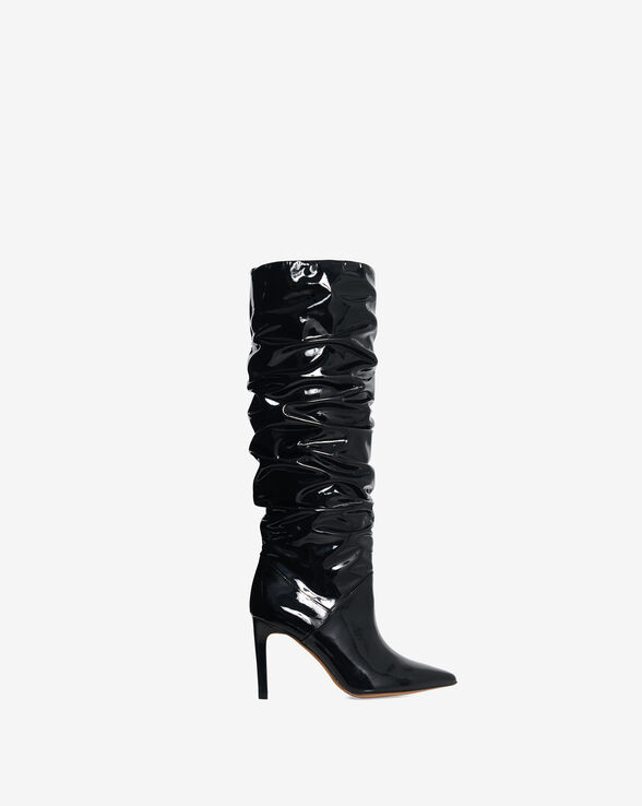 SHEELY HIGH PATENT HIGH-HEELED LEATHER BOOTS