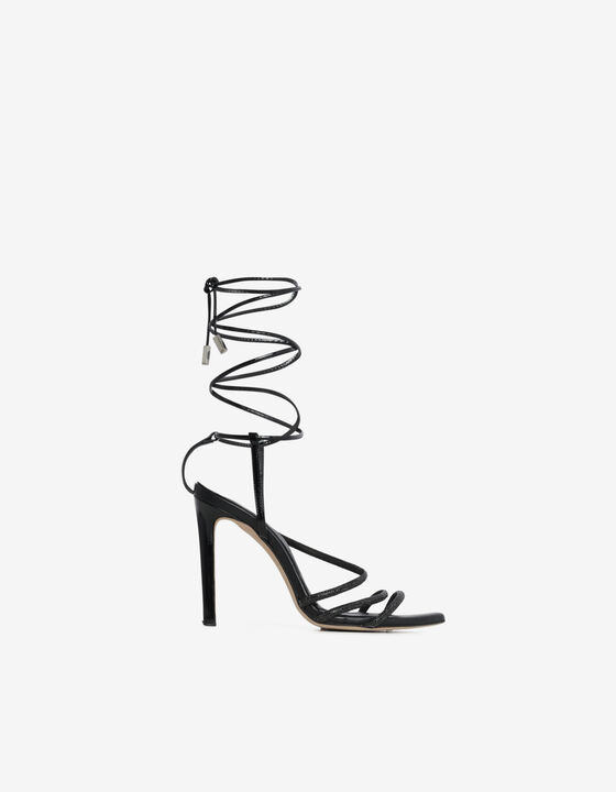 SANDALES À TALONS EN CUIR