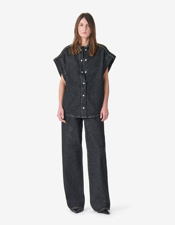 WASHED DENIM OVERSHIRT&nbsp;