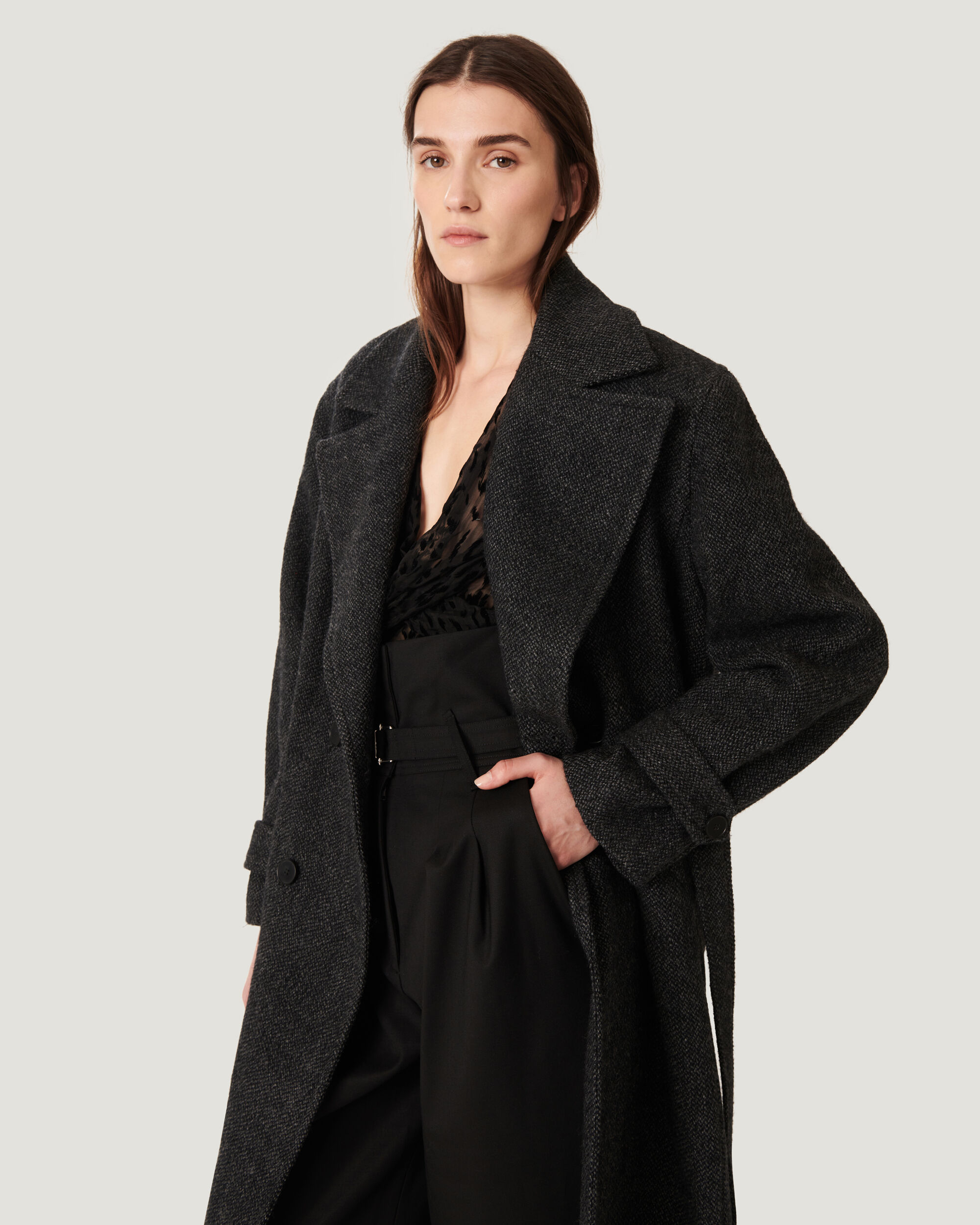 black long wrap coat