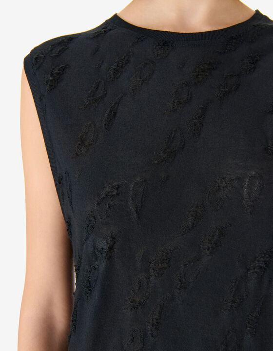 JACQUARD SLEEVELESS T-SHIRT