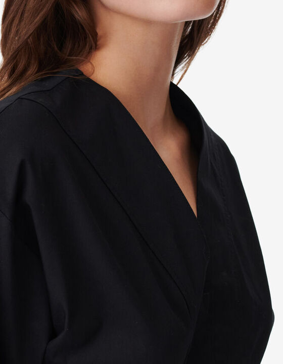 V-NECK COTTON POPLIN DRESS