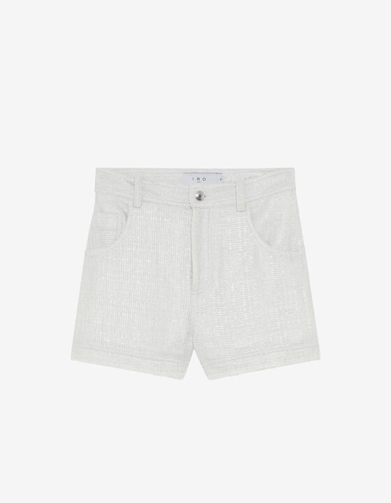SHORT EN TWEED LUREX À FRANGES