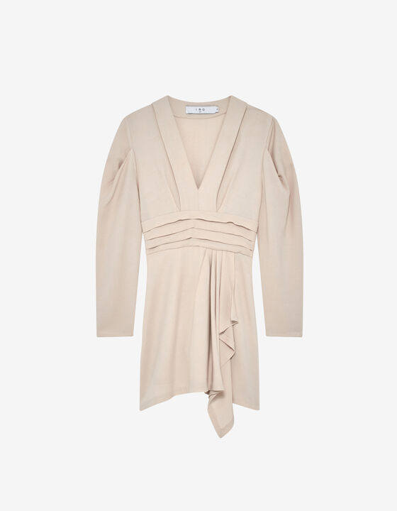 SHORT V-NECK DRESS WITH RUFFLES