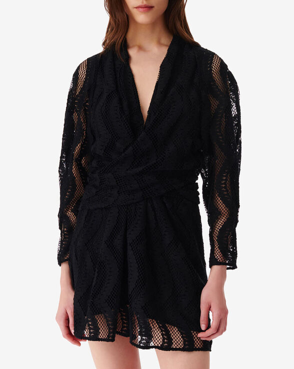 EMSI LACE CROSSOVER V-NECK DRESS