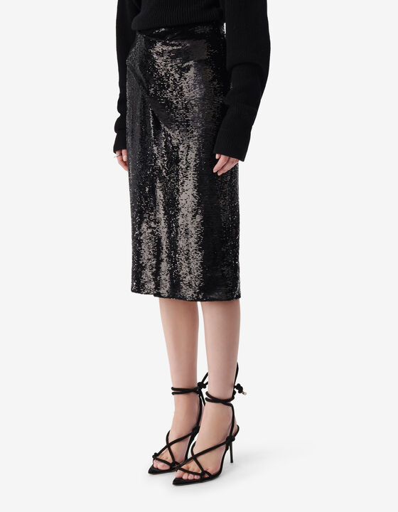JUPE MIDI &Agrave; SEQUINS