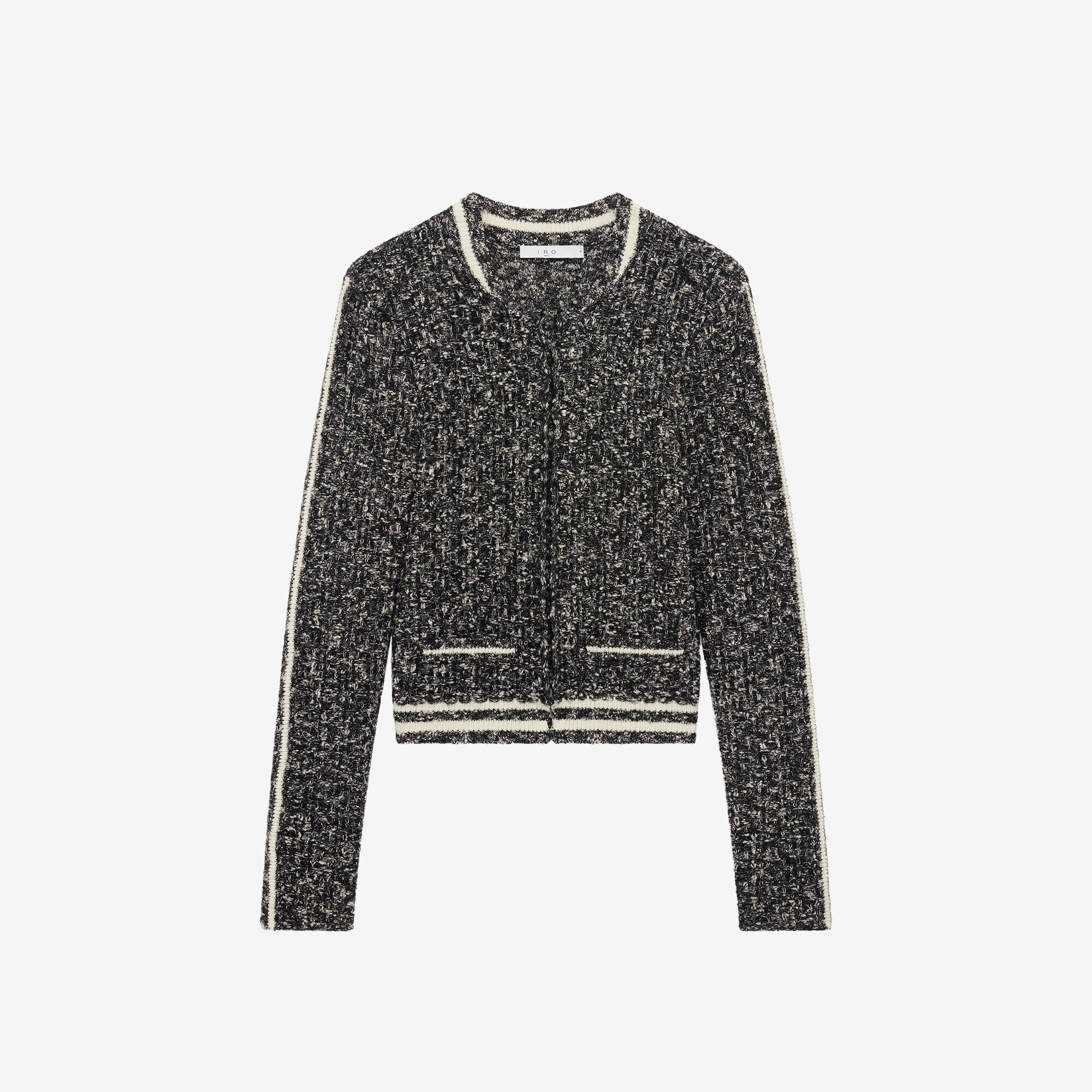 美品 ジプソフィア 2Ribbon Tweed Gillet ブラック SAPHIRA women black textured tweed jacket | IRO