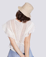 LEAN CREW NECK EMBROIDERED BLOUSE TOP image number null