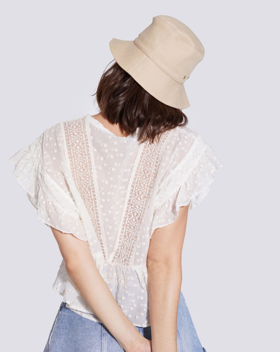 LEAN CREW NECK EMBROIDERED BLOUSE TOP image number null