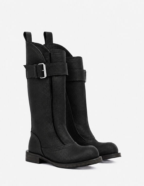 LEATHER BIKER BOOTS